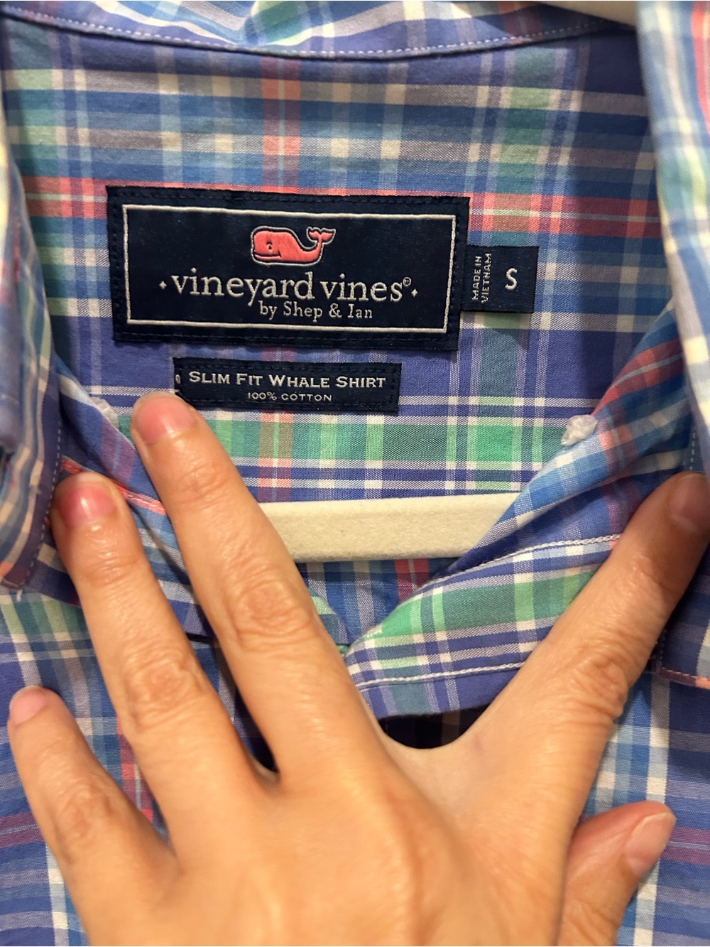 Vineyard Vines Blue, Green & Pink Plaid Button-Down Shirt - Picture 3 of 3